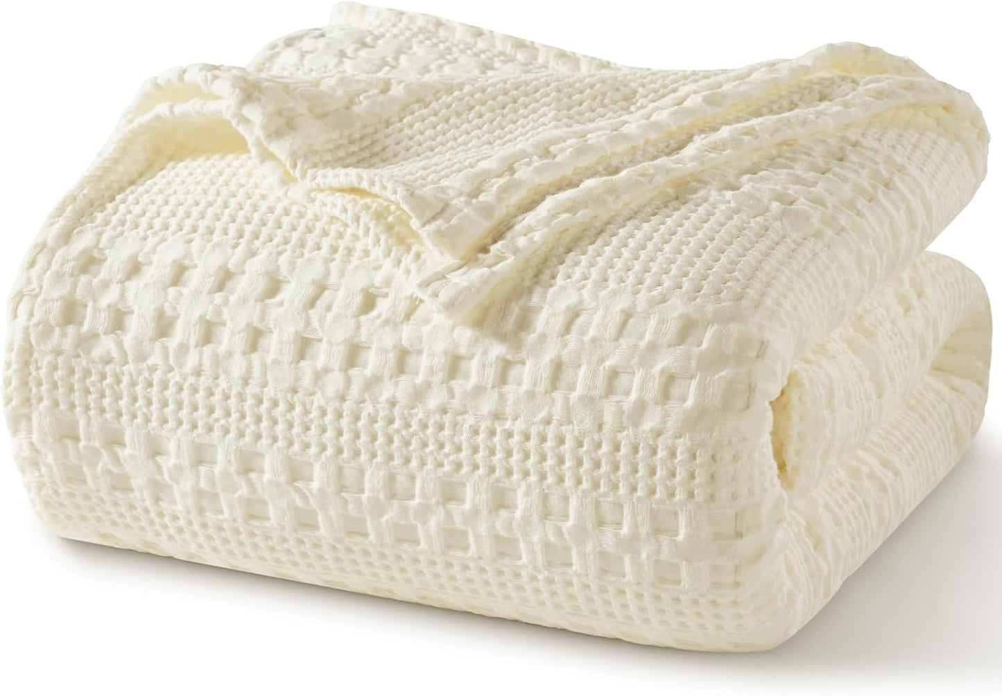 Luxury Cotton Waffle Throw Blanket | Lightweight Decorative Blanket