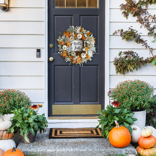 20-Inch Fall Wreath with Eucalyptus, Berries & Pumpkins