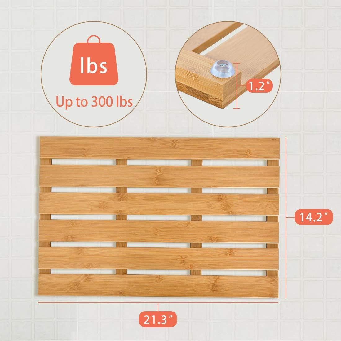 Non-Slip Bamboo Bath Mat