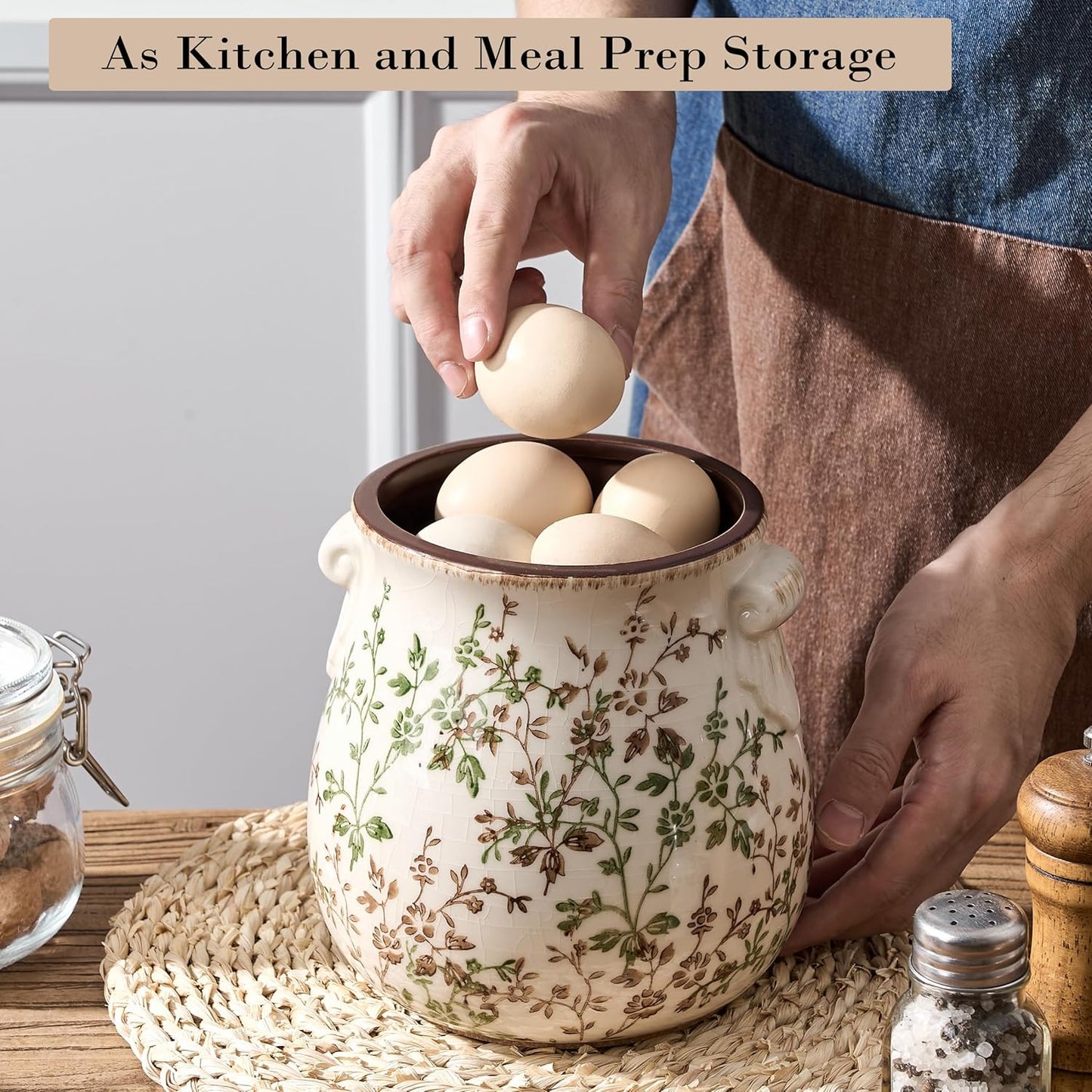Floral Ceramic Kitchen Utensil Holder