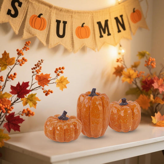 Decorative Resin Pumpkins – Set of 3