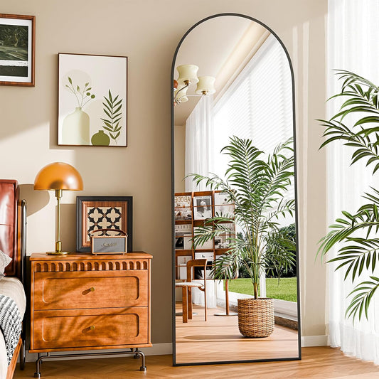 Arched Full-Length Floor Mirror | Aluminum Frame Standing, Leaning & Wall Mounted Mirror