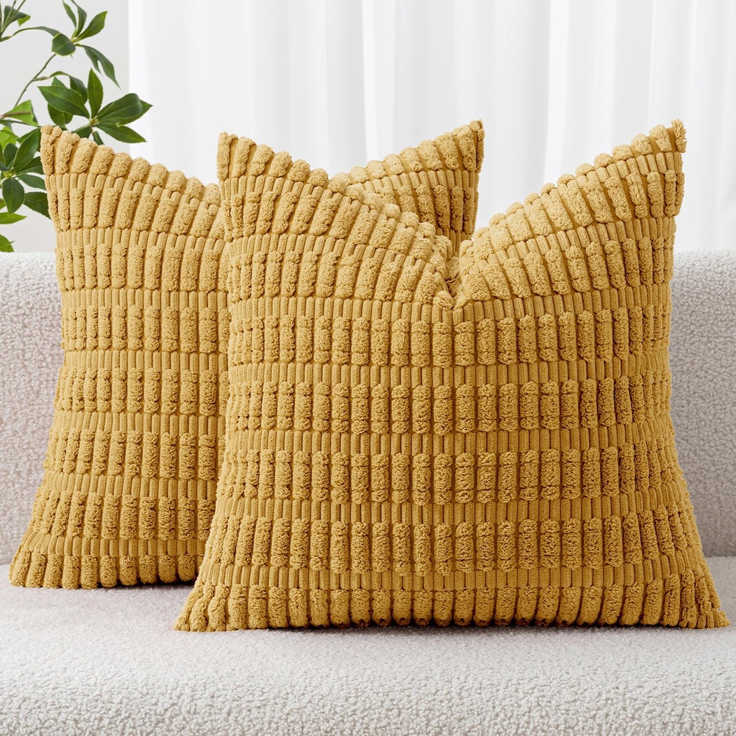 Boho Corduroy Decorative Throw Pillow Cover for Couch, Sofa & Bed