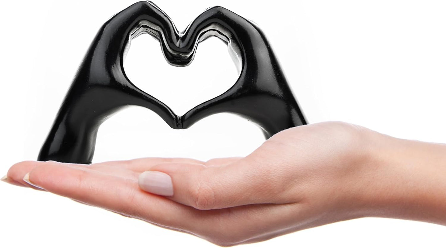 Modern Heart Hands Sculpture – Minimalist Ceramic Decor Accent