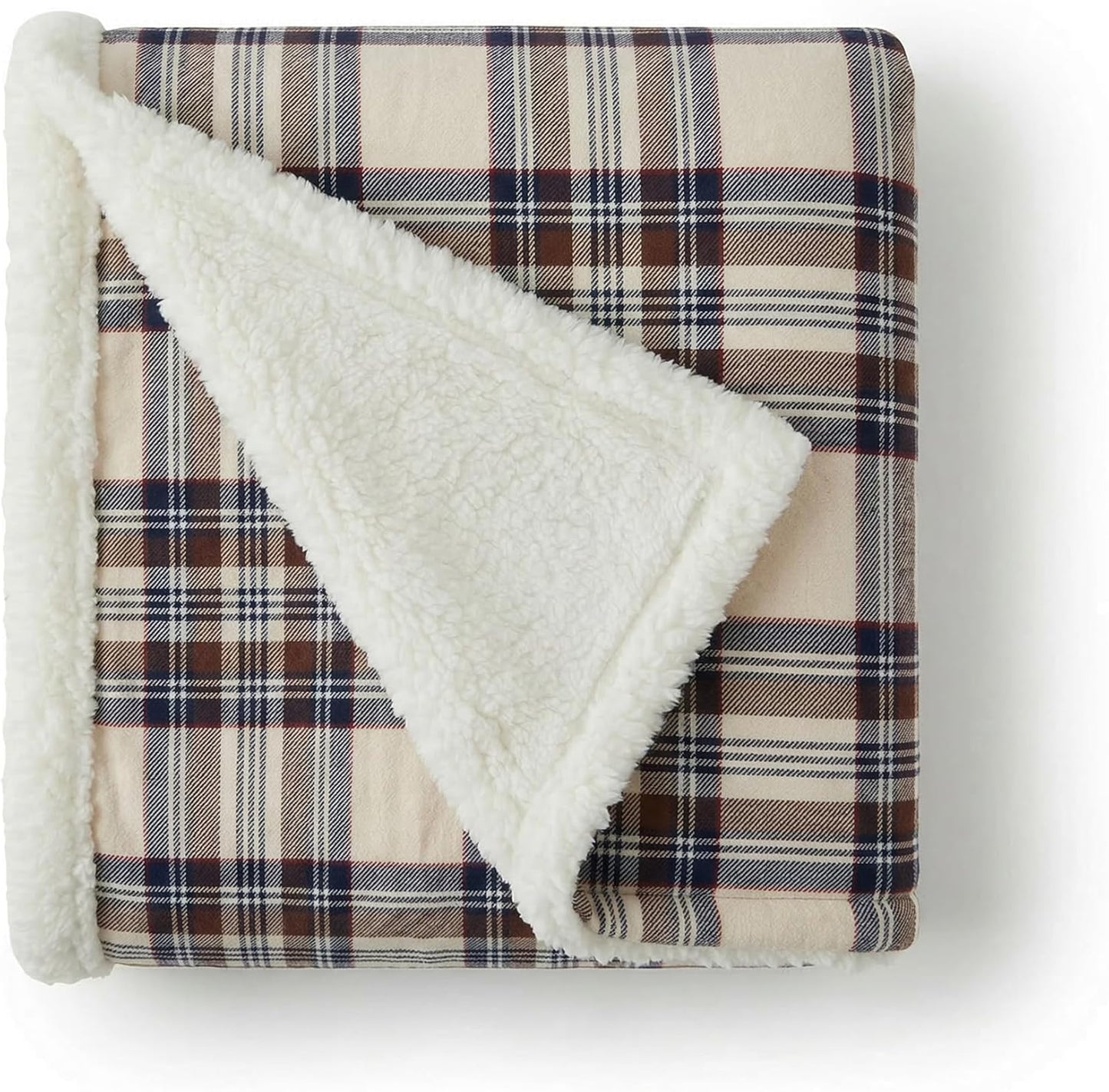 Eddie Bauer Plaid Sherpa Throw Blanket – Ultra Soft Reversible 50" x 60"