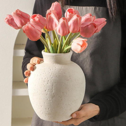Rustic Ceramic Vase – 7.4" Farmhouse Decor