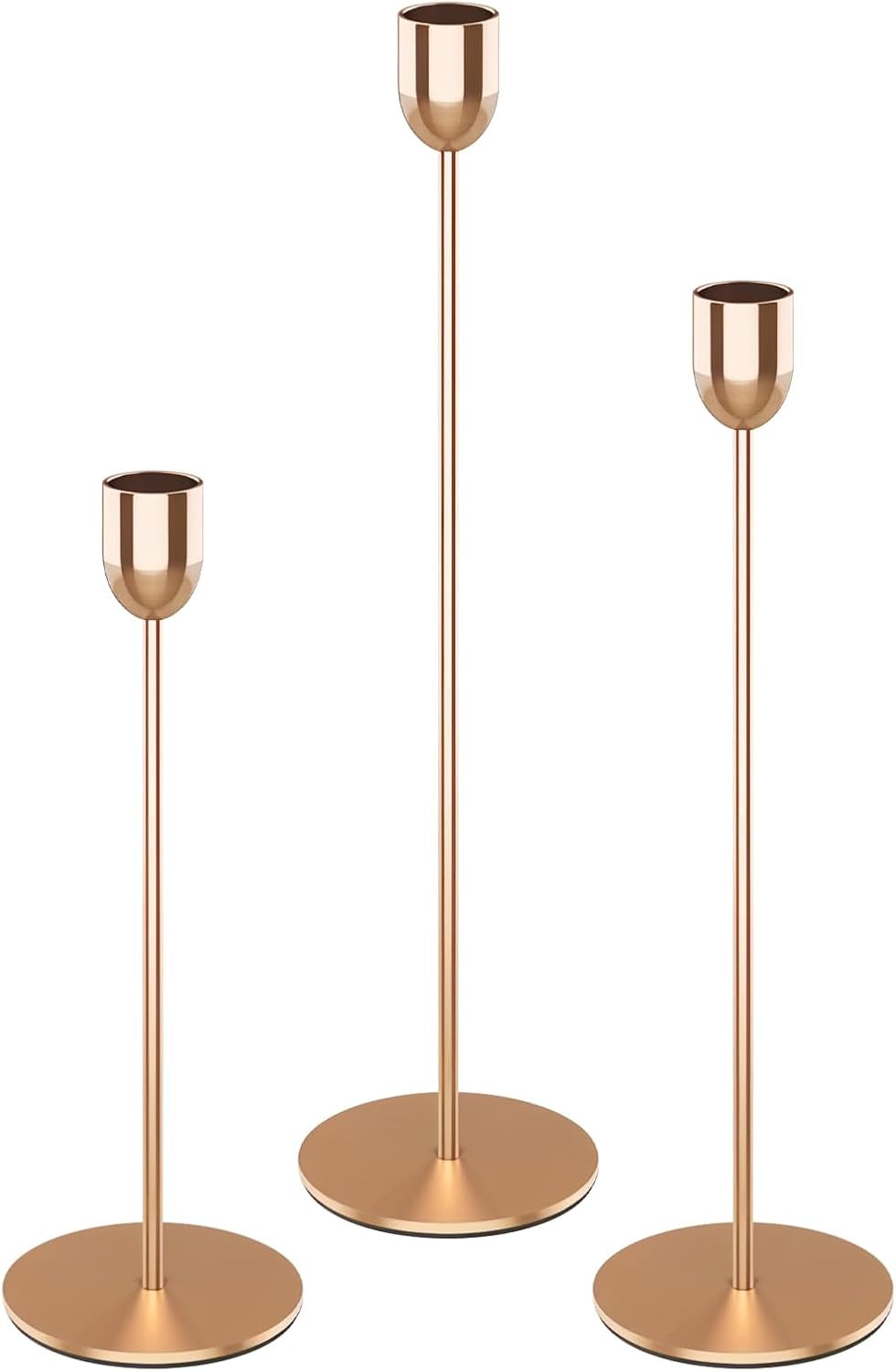 Modern Black Metal Candle Holders | Set of 3 Taper Candlesticks