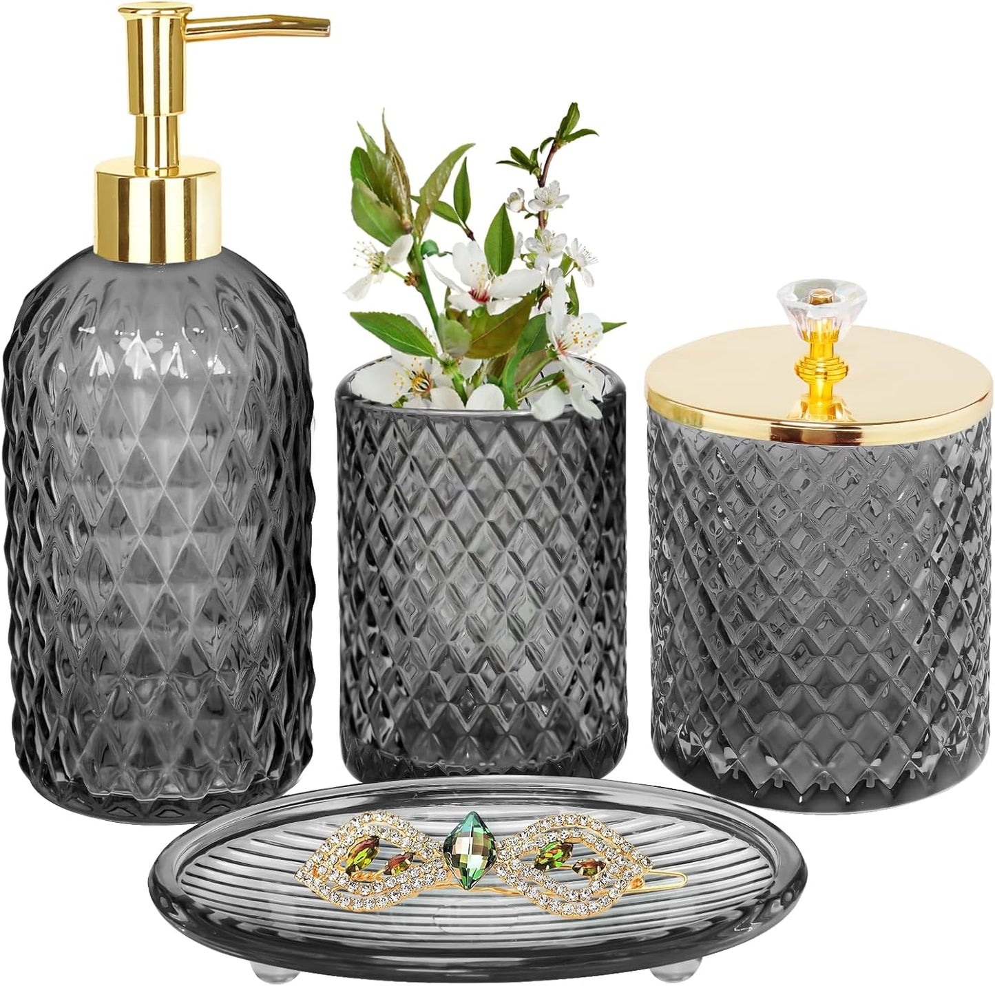 Glass Bathroom Accessories Set