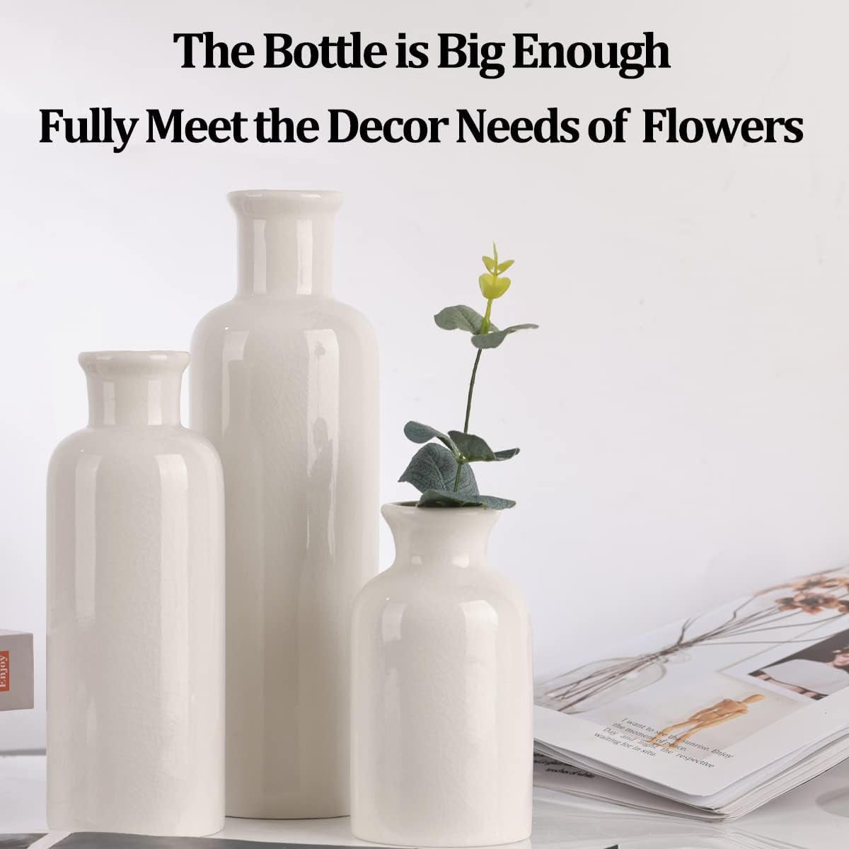 White Ceramic Vase Set – Set of 3