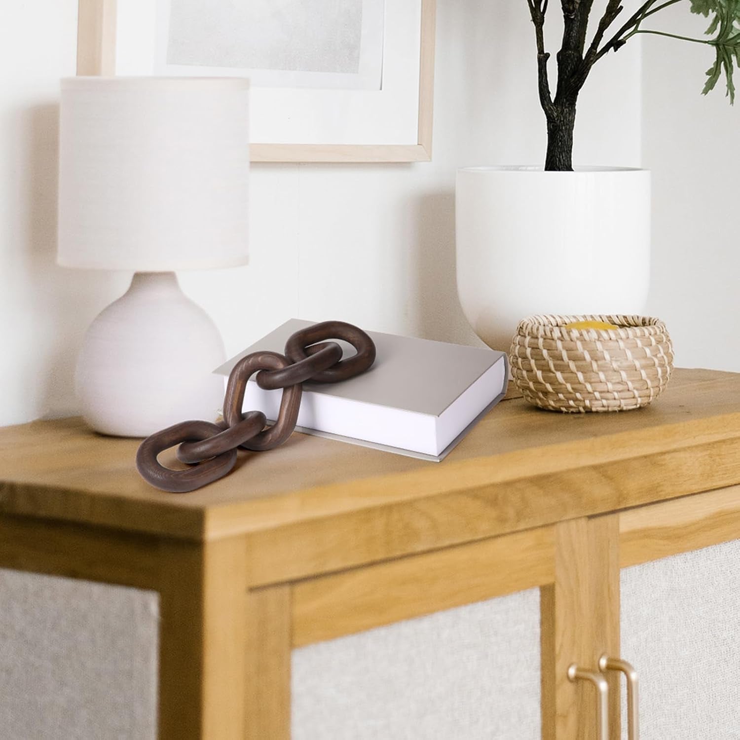 Decorative Wooden Chain Link Décor | Hand-Carved Farmhouse Accent
