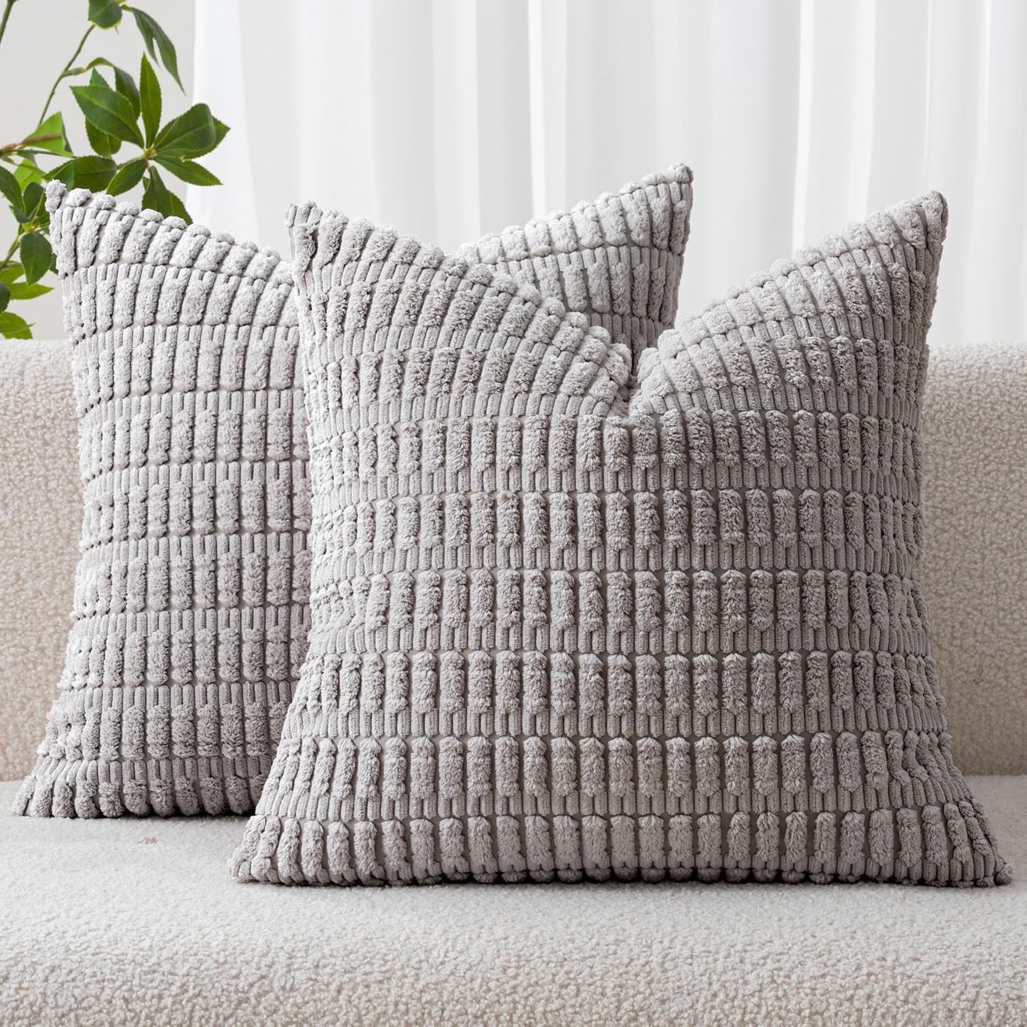 Boho Corduroy Decorative Throw Pillow Cover for Couch, Sofa & Bed