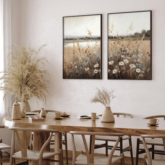 Vintage Wildflower Botanical Wall Art Set of 2