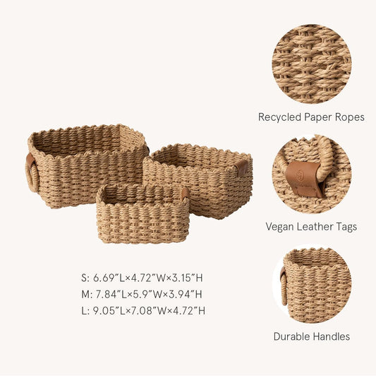 Woven Wicker Storage Basket Set