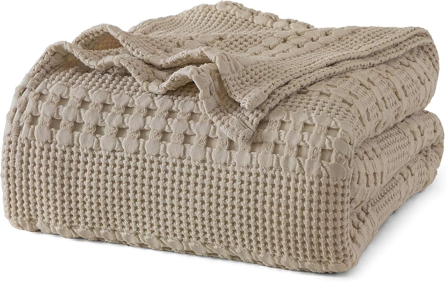 Luxury Cotton Waffle Throw Blanket | Lightweight Decorative Blanket