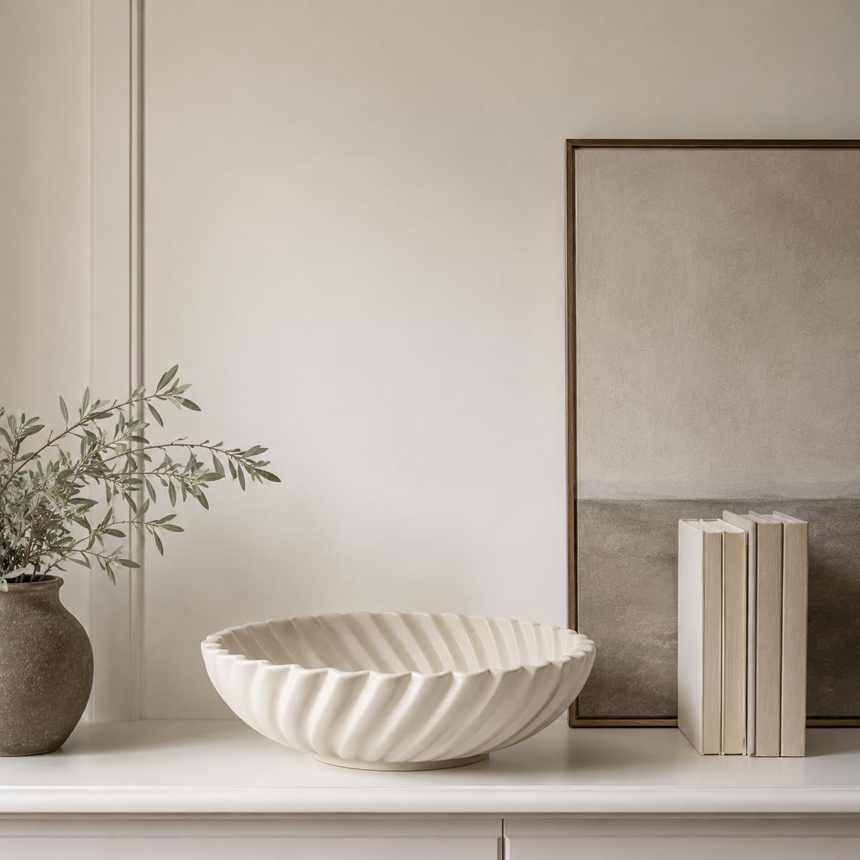 Modern Ceramic Decorative Bowl | Large Fruit & Entryway Bowl