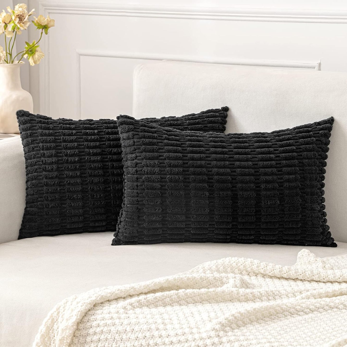 Boho Corduroy Decorative Throw Pillow Cover for Couch, Sofa & Bed