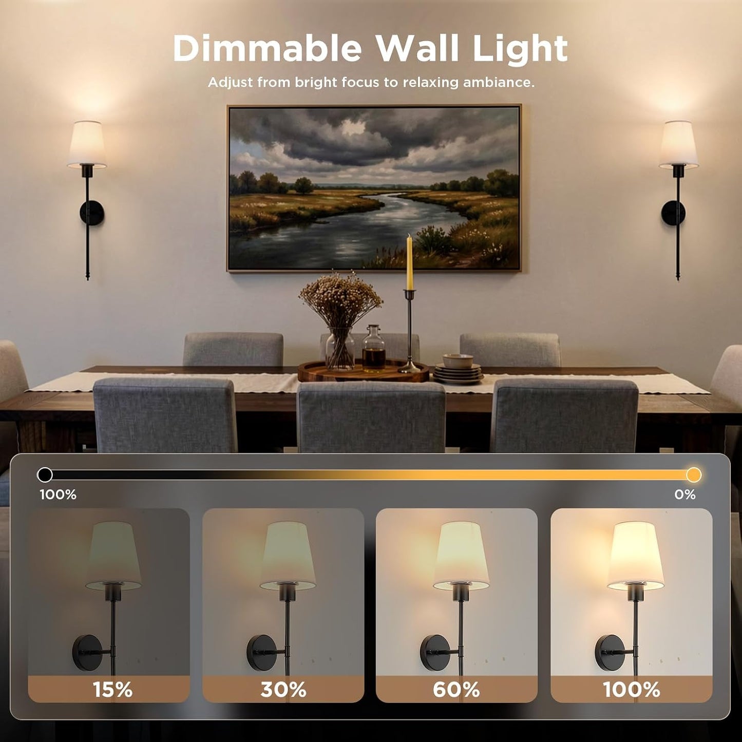 Rechargeable Wall Sconce Set | Set of 2 Wireless LED Wall Lights
