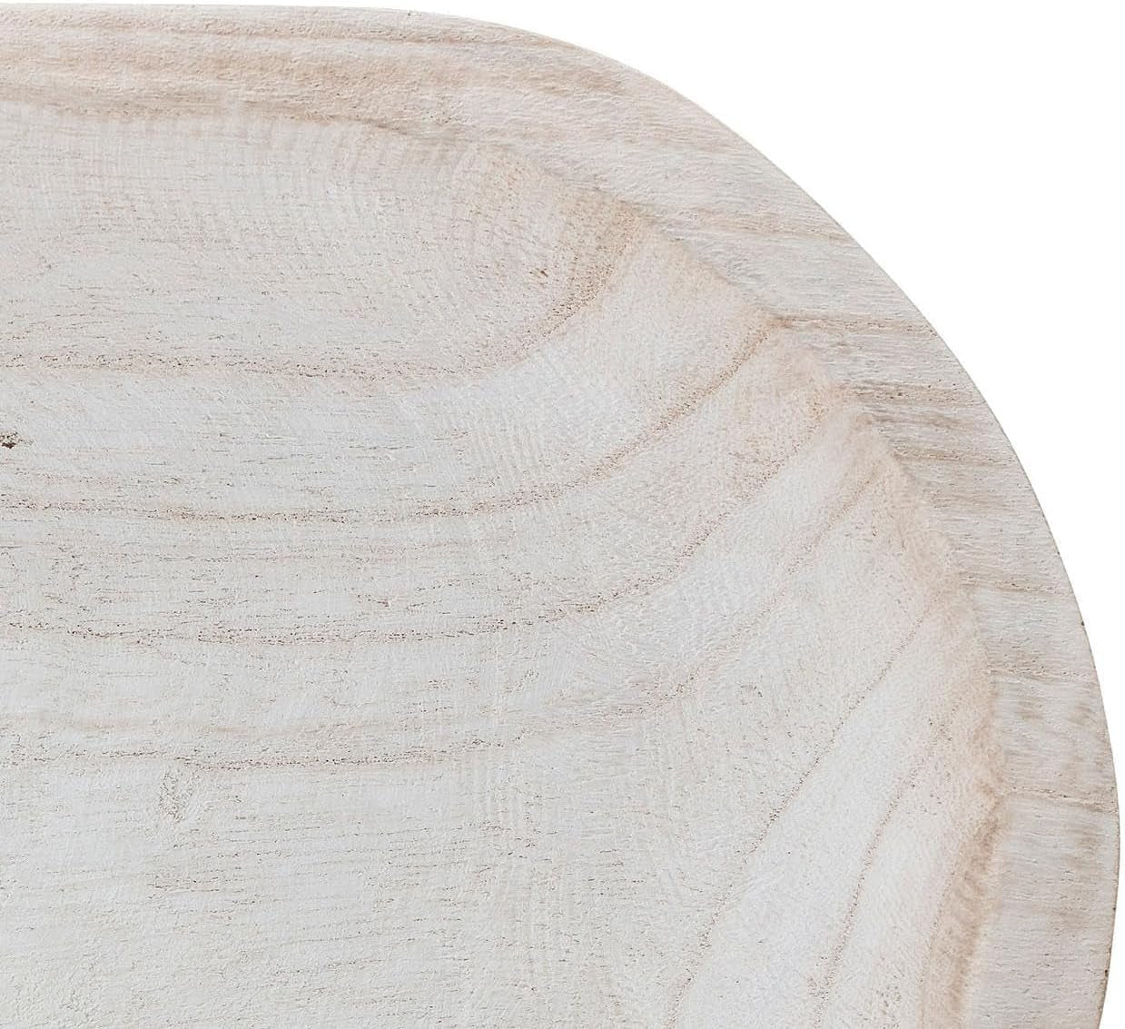 Whitewashed Paulownia Wood Decorative Bowl
