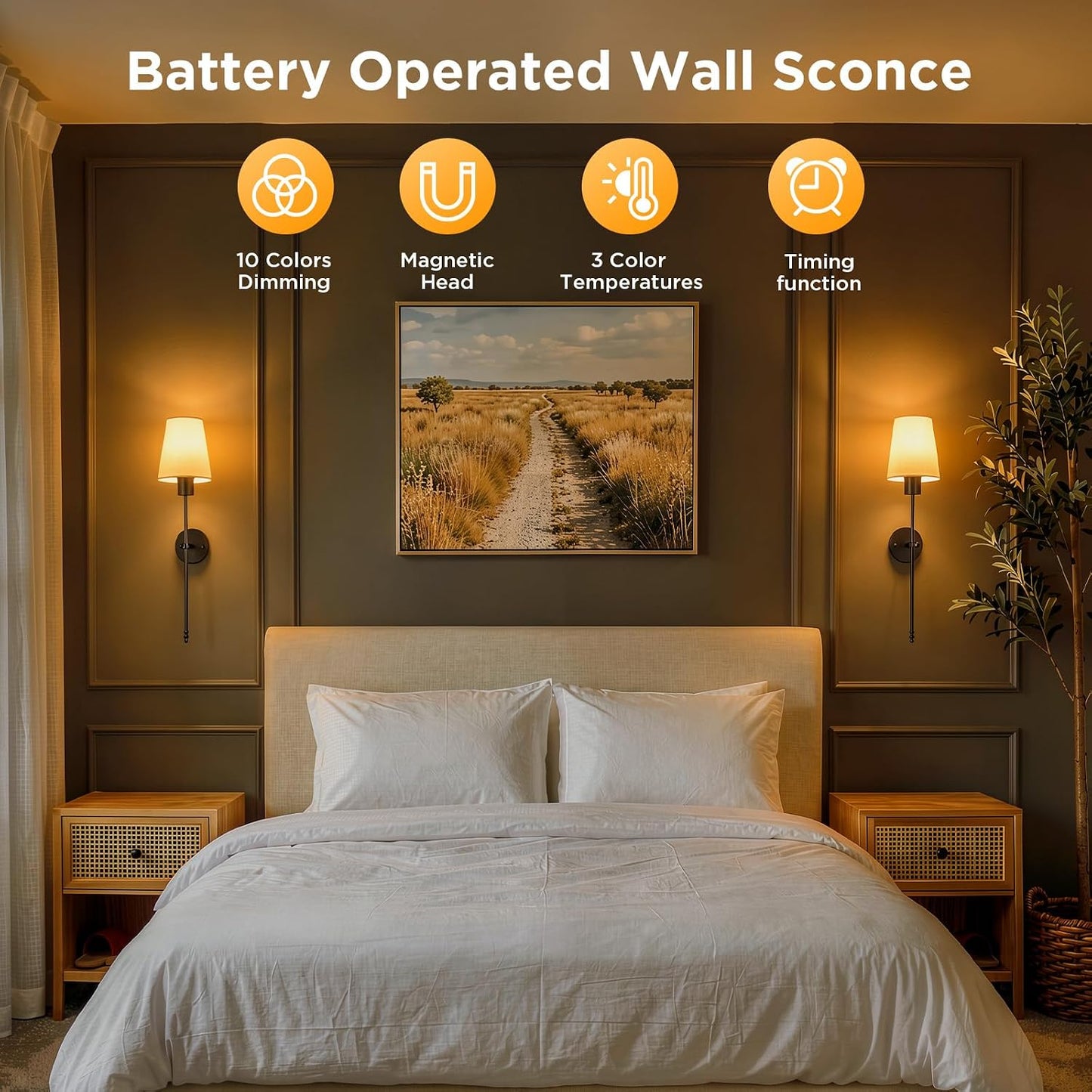 Rechargeable Wall Sconce Set | Set of 2 Wireless LED Wall Lights