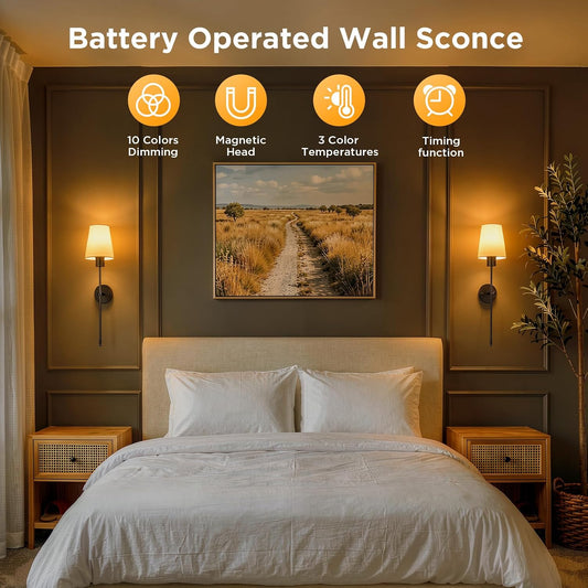 Rechargeable Wall Sconce Set | Set of 2 Wireless LED Wall Lights