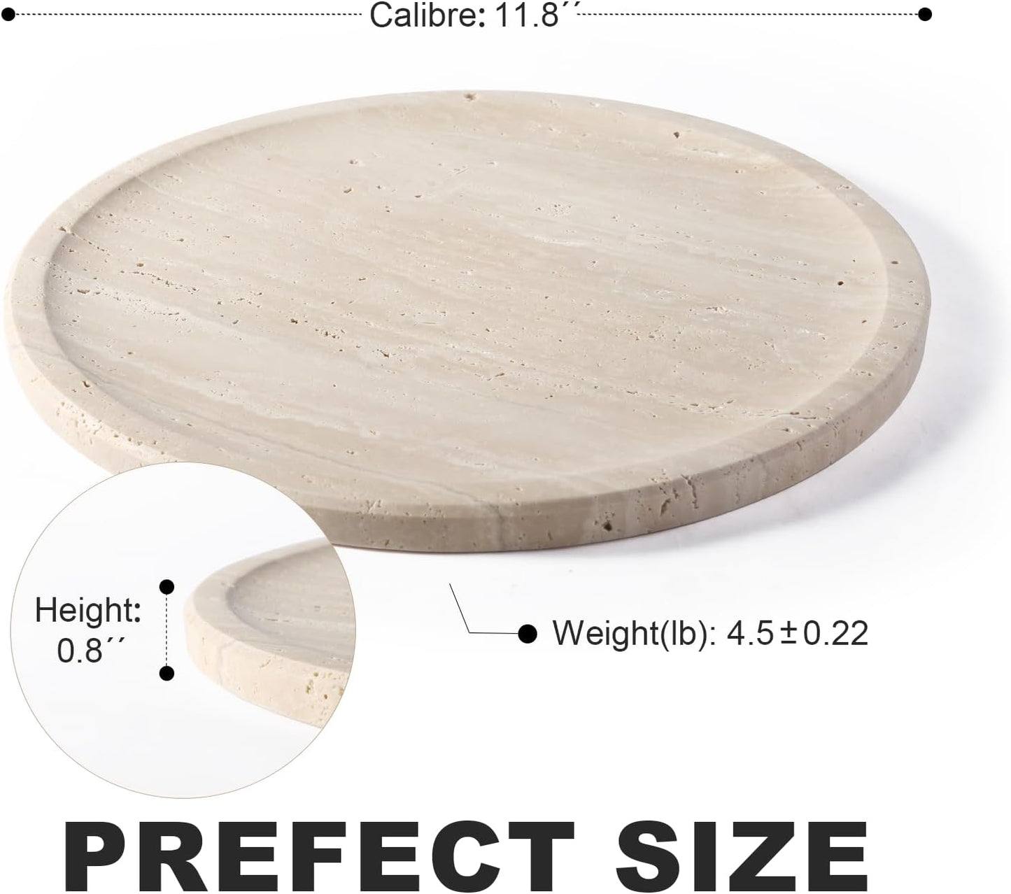 Round Travertine Decorative Tray