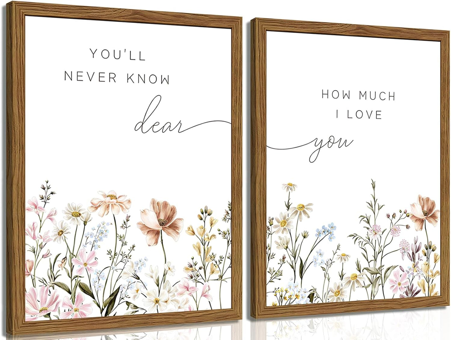 Neutral Wildflower Wall Art Set of 2 | Framed Botanical Prints