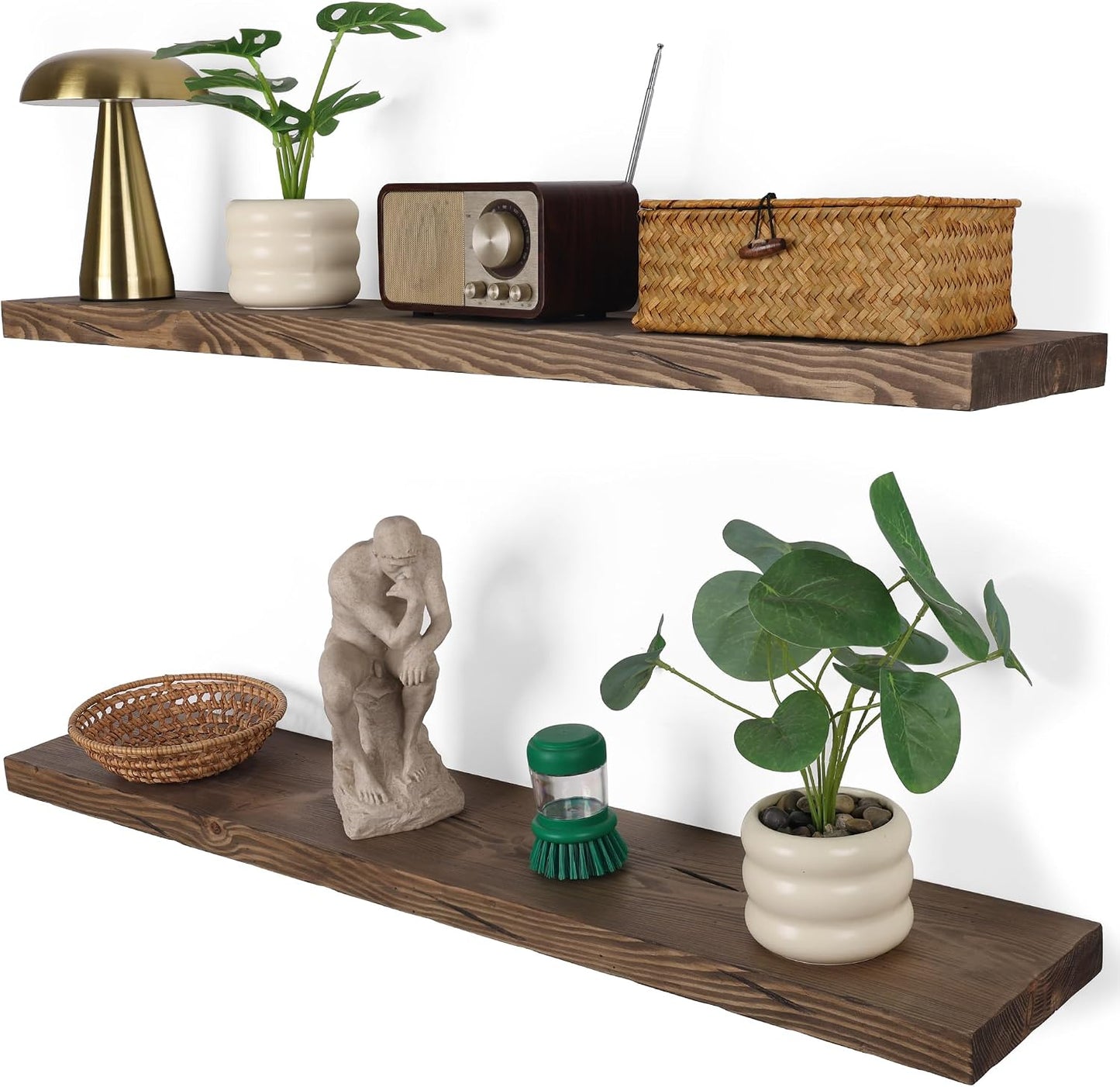 Rustic Solid Pine Floating Shelves – Set of 2