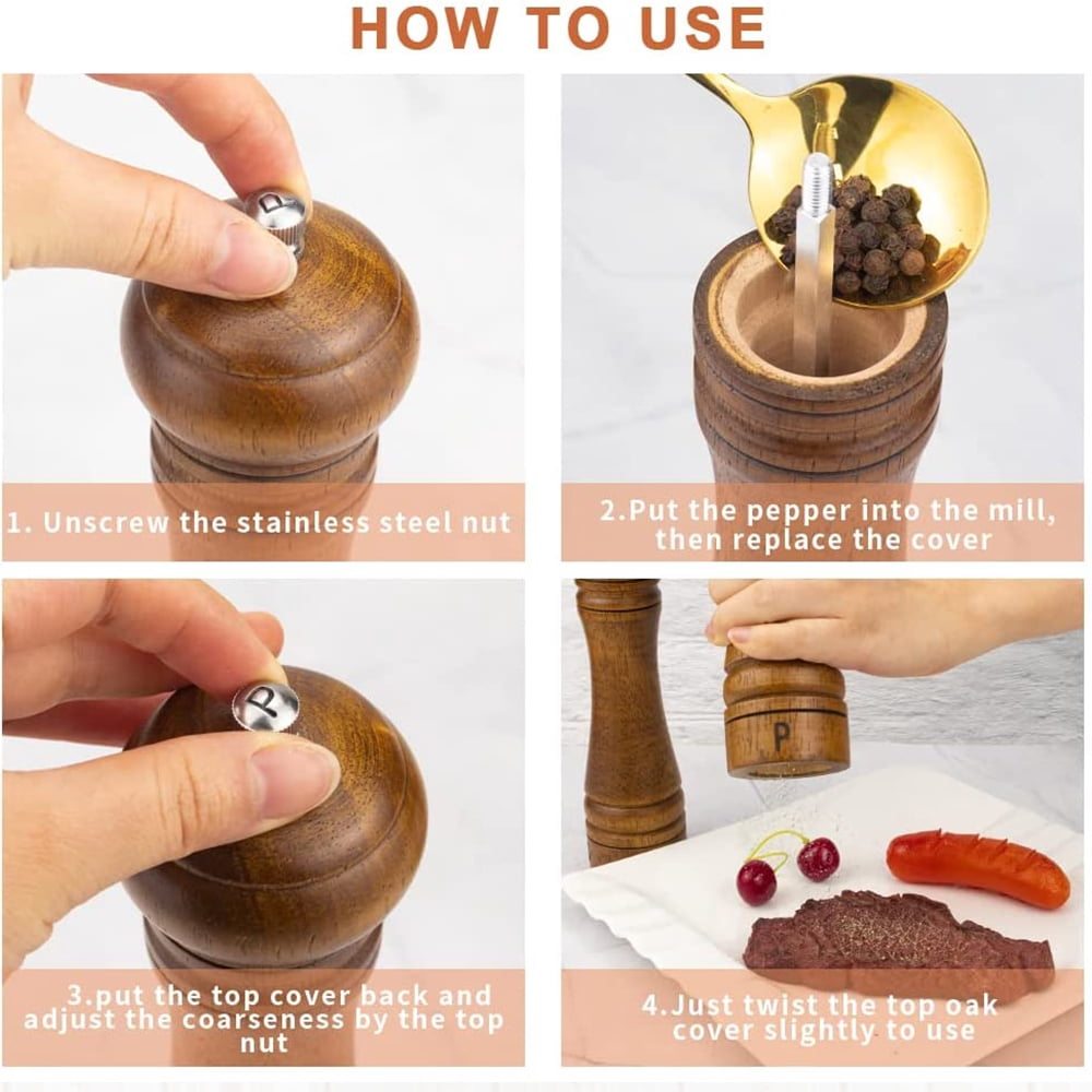 Wood Salt & Pepper Grinder Set