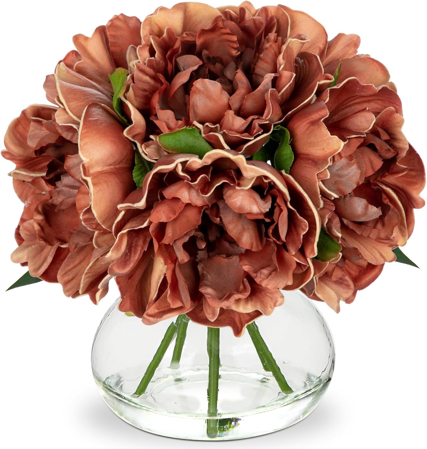 Faux White Hydrangea Arrangement in Glass Vase