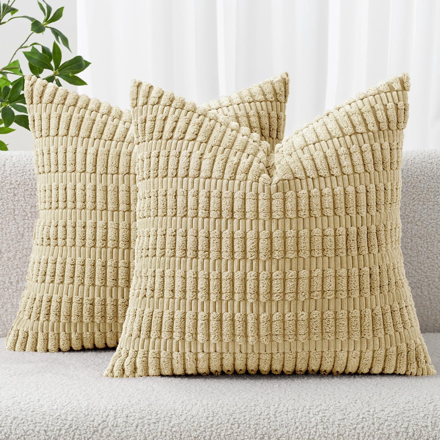 Boho Corduroy Decorative Throw Pillow Cover for Couch, Sofa & Bed