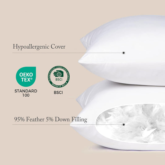 Premium Feather Down Throw Pillow Inserts | Set of 2 | Decorative Couch Pillow Inserts