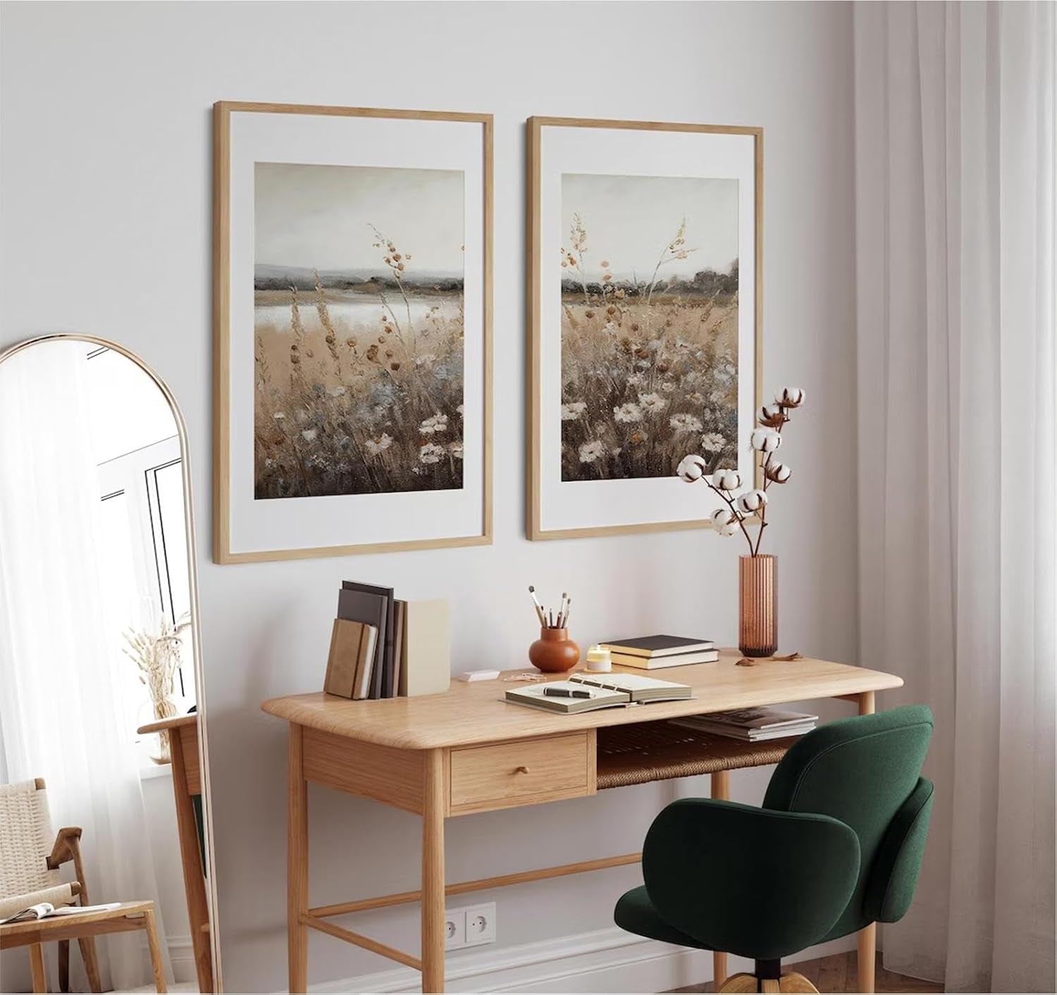 Vintage Wildflower Botanical Wall Art Set of 2