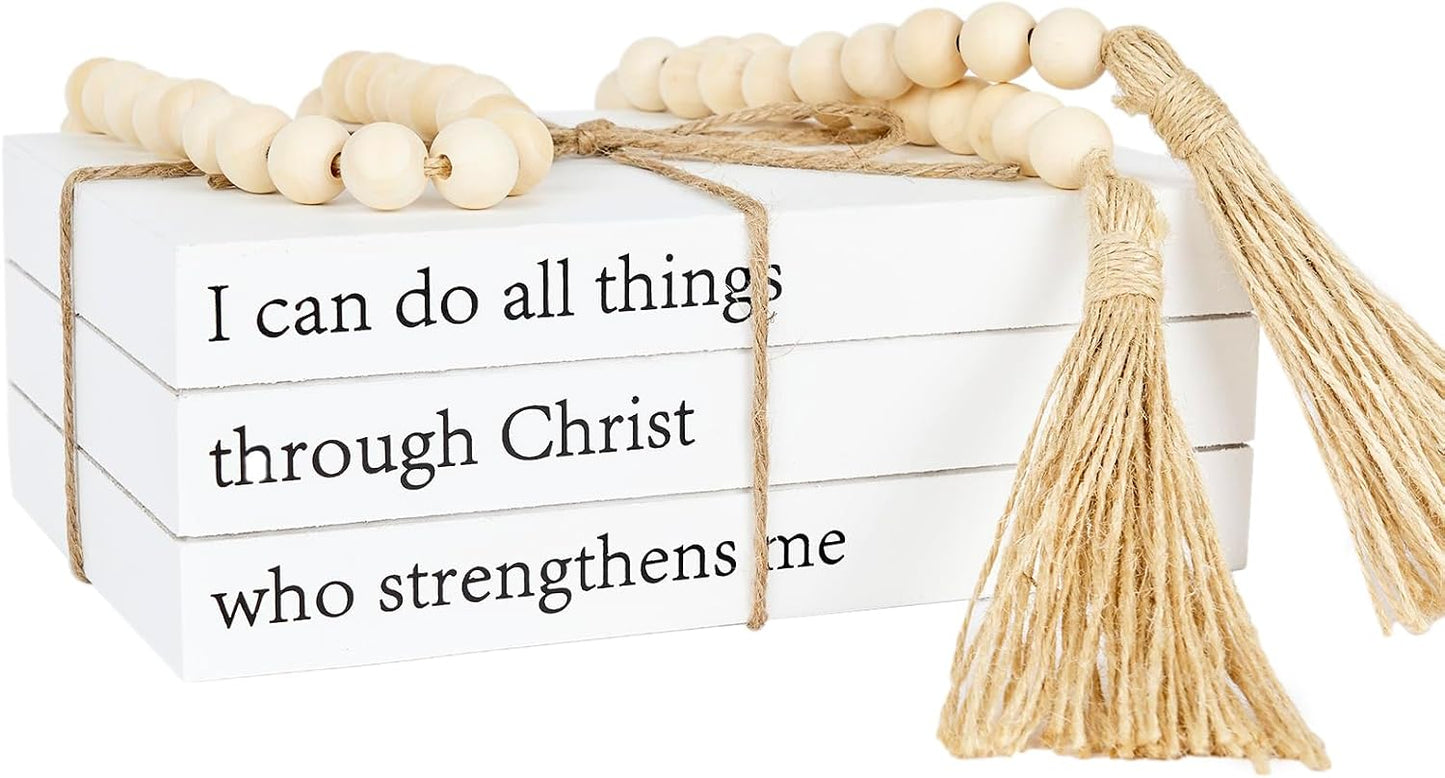 Decorative Faux Books with Wood Bead Garland – Home Sweet Home