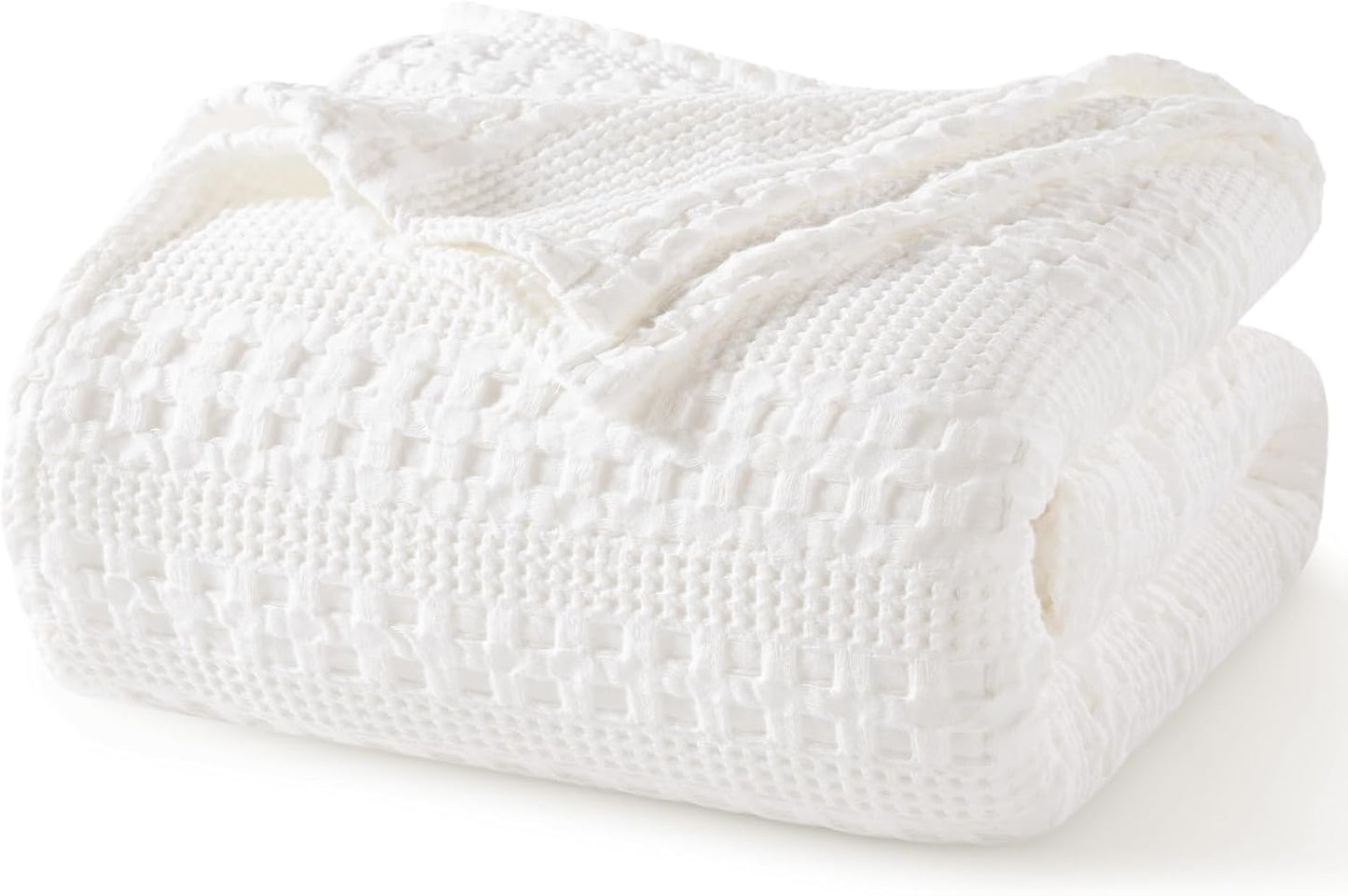 Luxury Cotton Waffle Throw Blanket | Lightweight Decorative Blanket