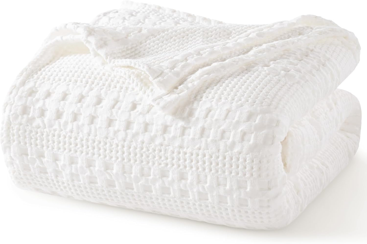 Luxury Cotton Waffle Throw Blanket | Lightweight Decorative Blanket