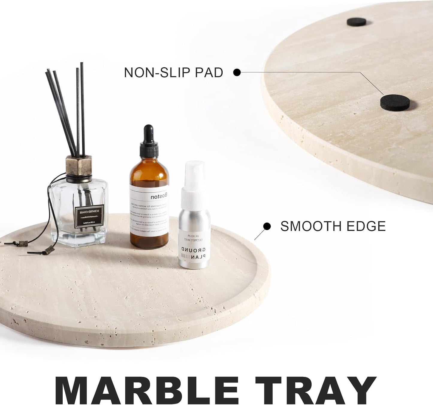 Round Travertine Decorative Tray