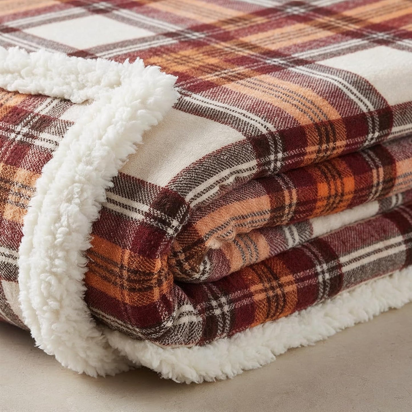 Eddie Bauer Plaid Sherpa Throw Blanket – Ultra Soft Reversible 50" x 60"