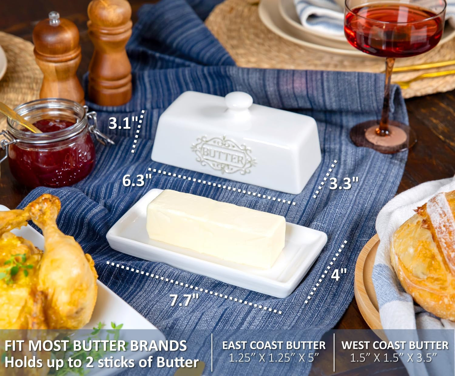 Engraved Ceramic Butter Dish with Lid