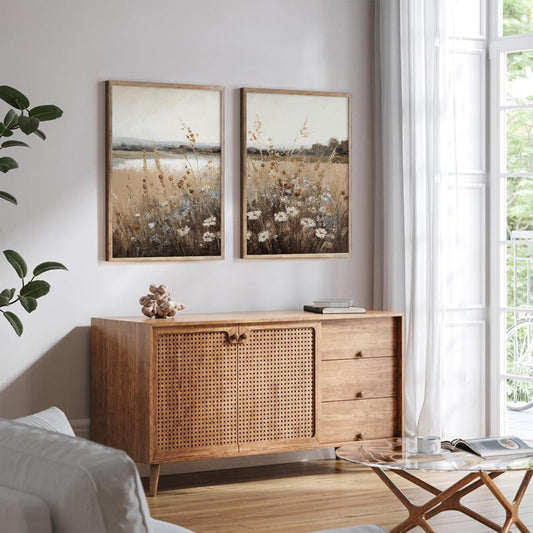 Vintage Wildflower Botanical Wall Art Set of 2