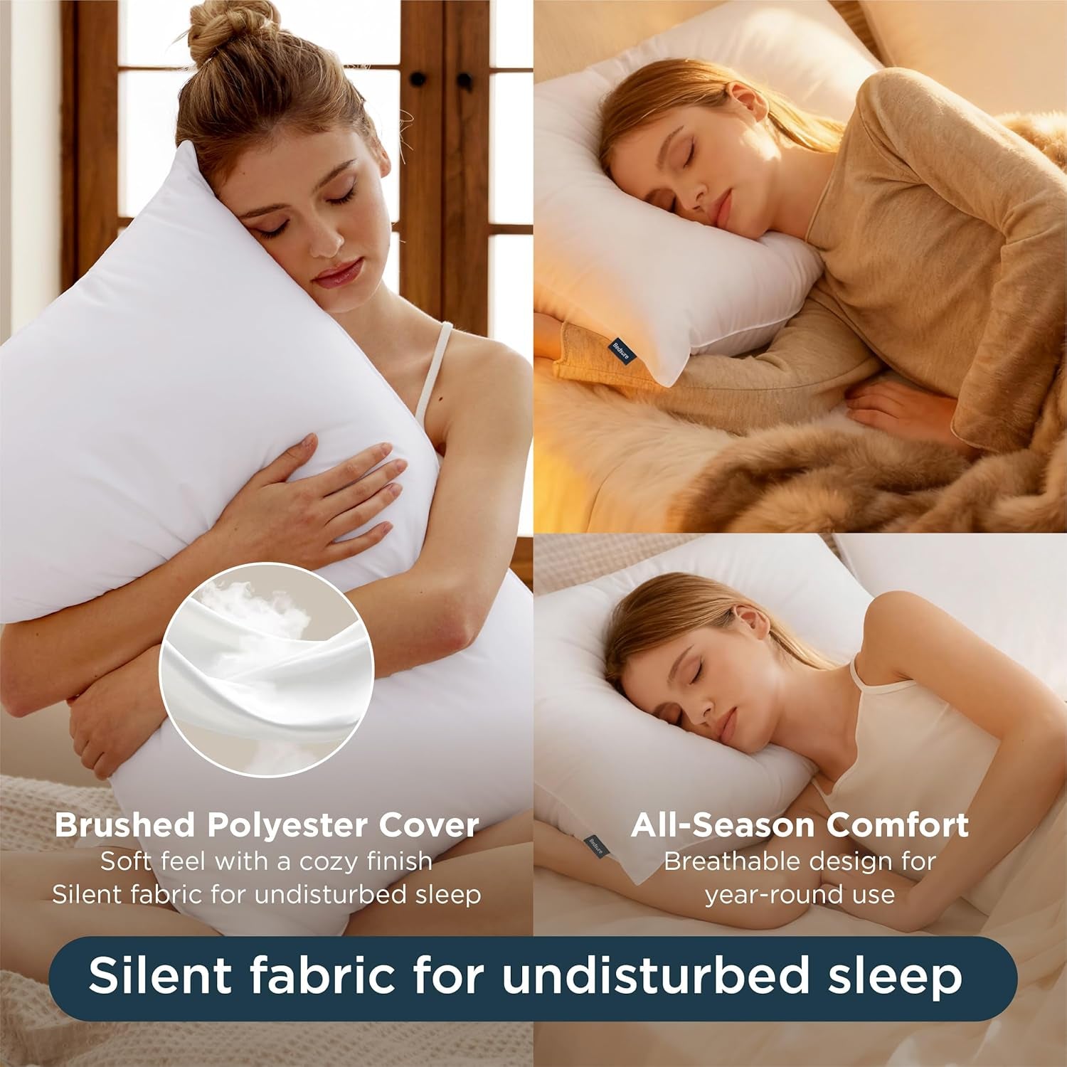 Bedsure Pillows Standard Size Set of 2 - Hotel Collection Bed Pillows for Sleeping, with down Alternative Filling, Soft Support for Back, Stomach or Side Sleepers, Standard, 26"X19", White, 2 Pack