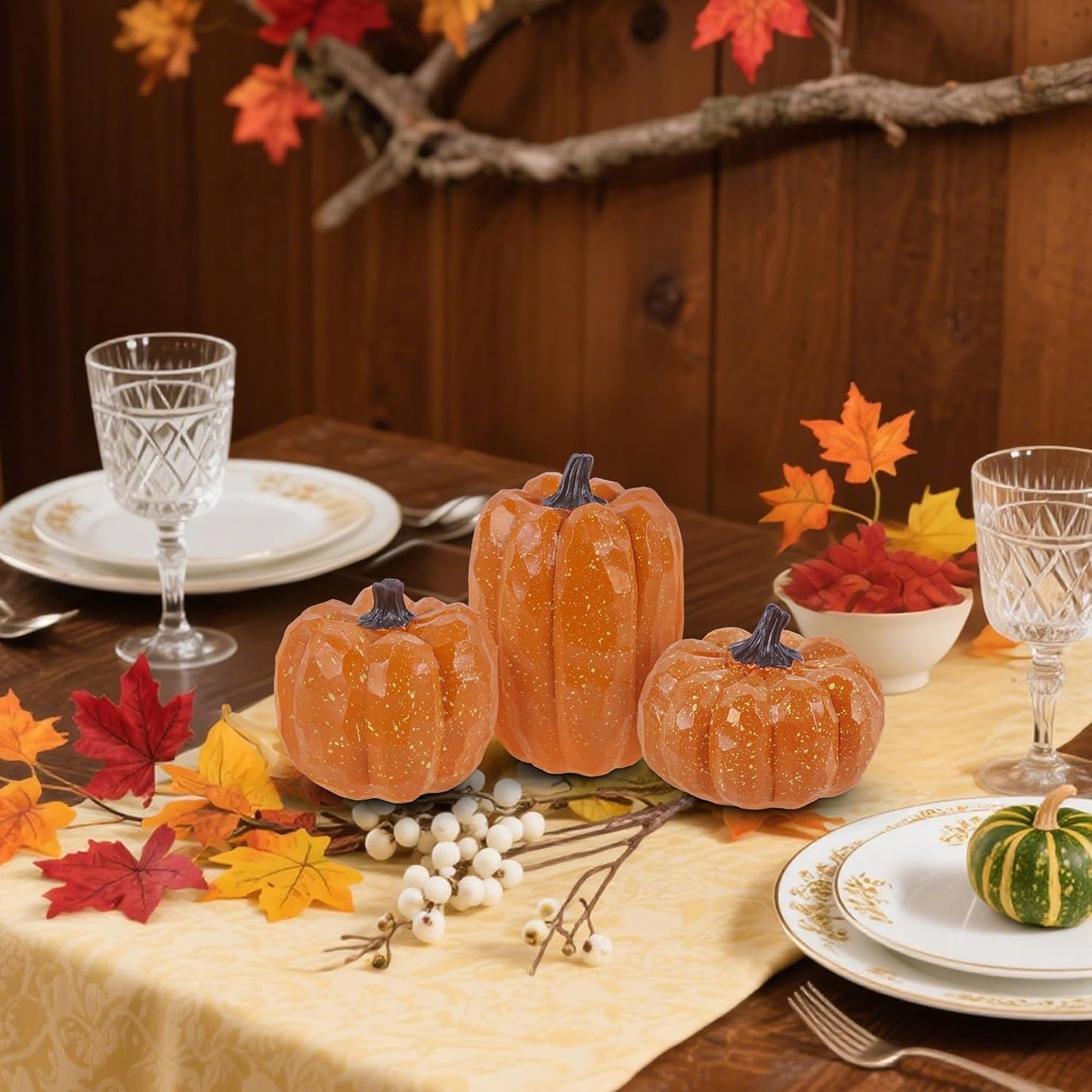 Decorative Resin Pumpkins – Set of 3