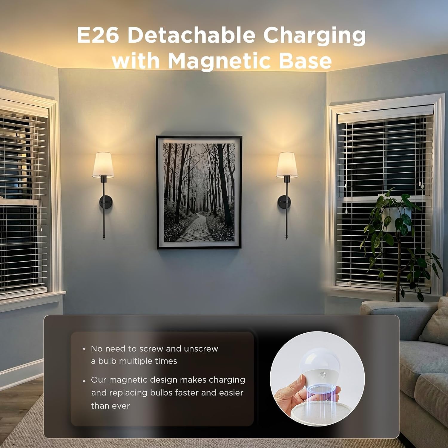 Rechargeable Wall Sconce Set | Set of 2 Wireless LED Wall Lights