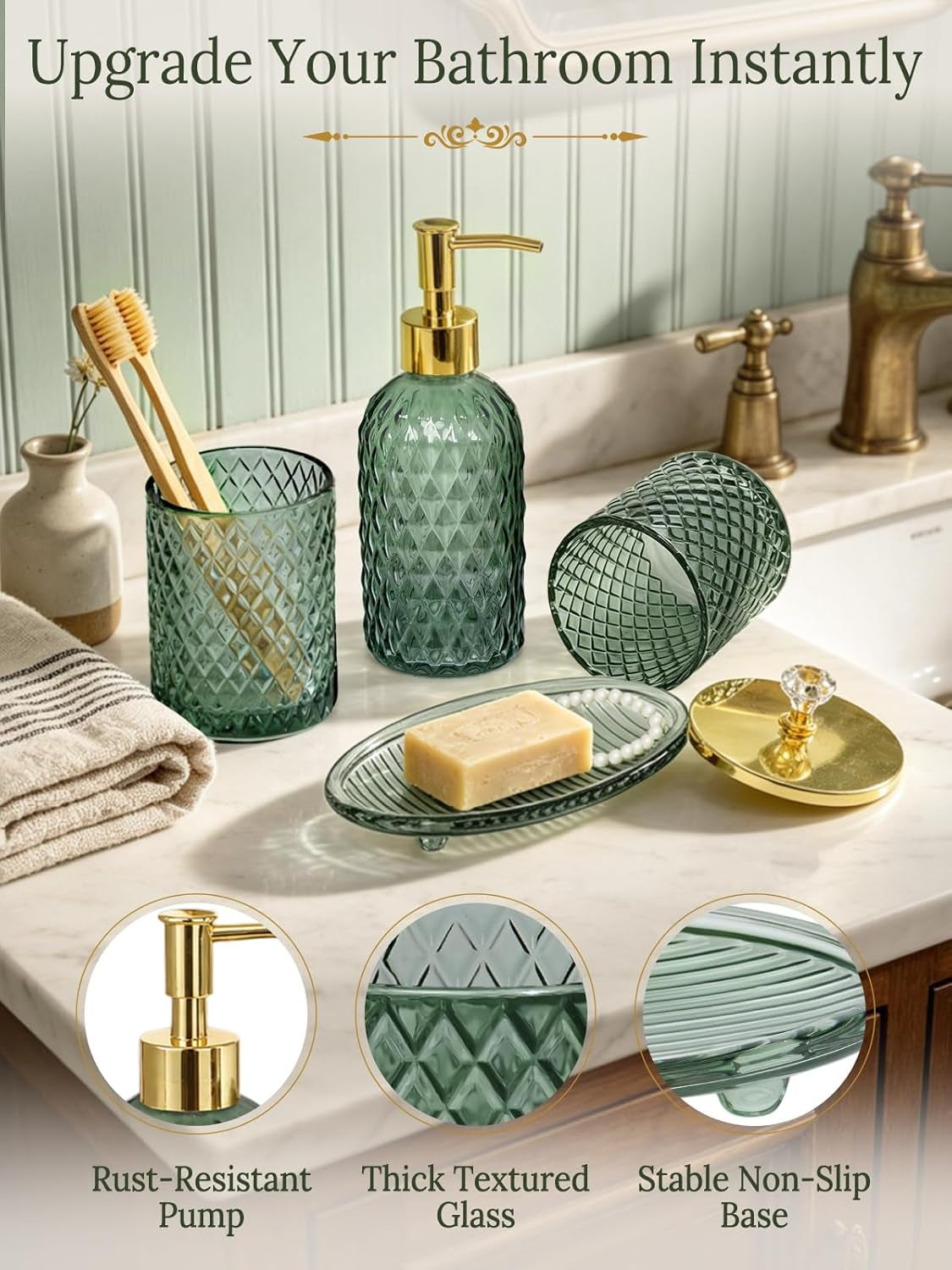 Glass Bathroom Accessories Set