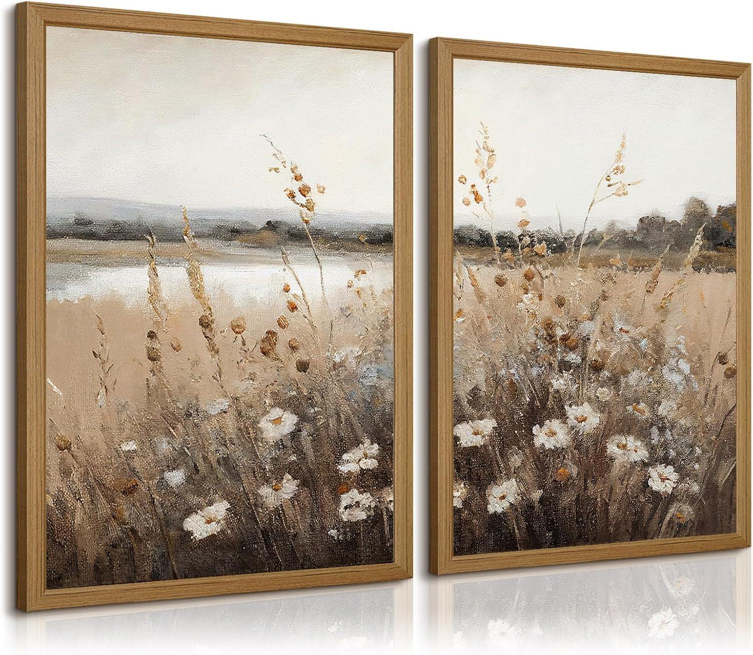 Vintage Wildflower Botanical Wall Art Set of 2