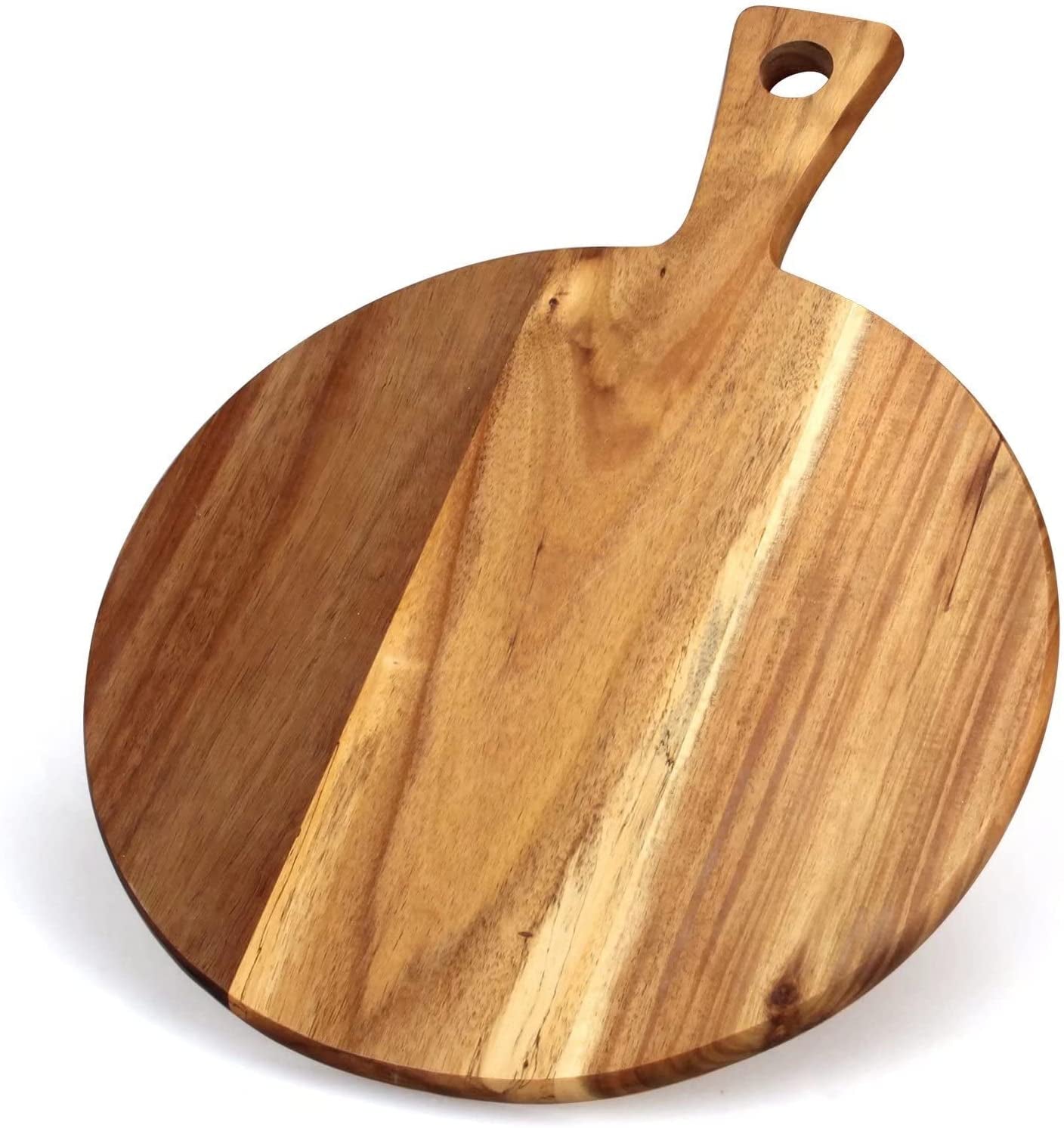 Round Acacia Wood Charcuterie & Serving Board with Handle