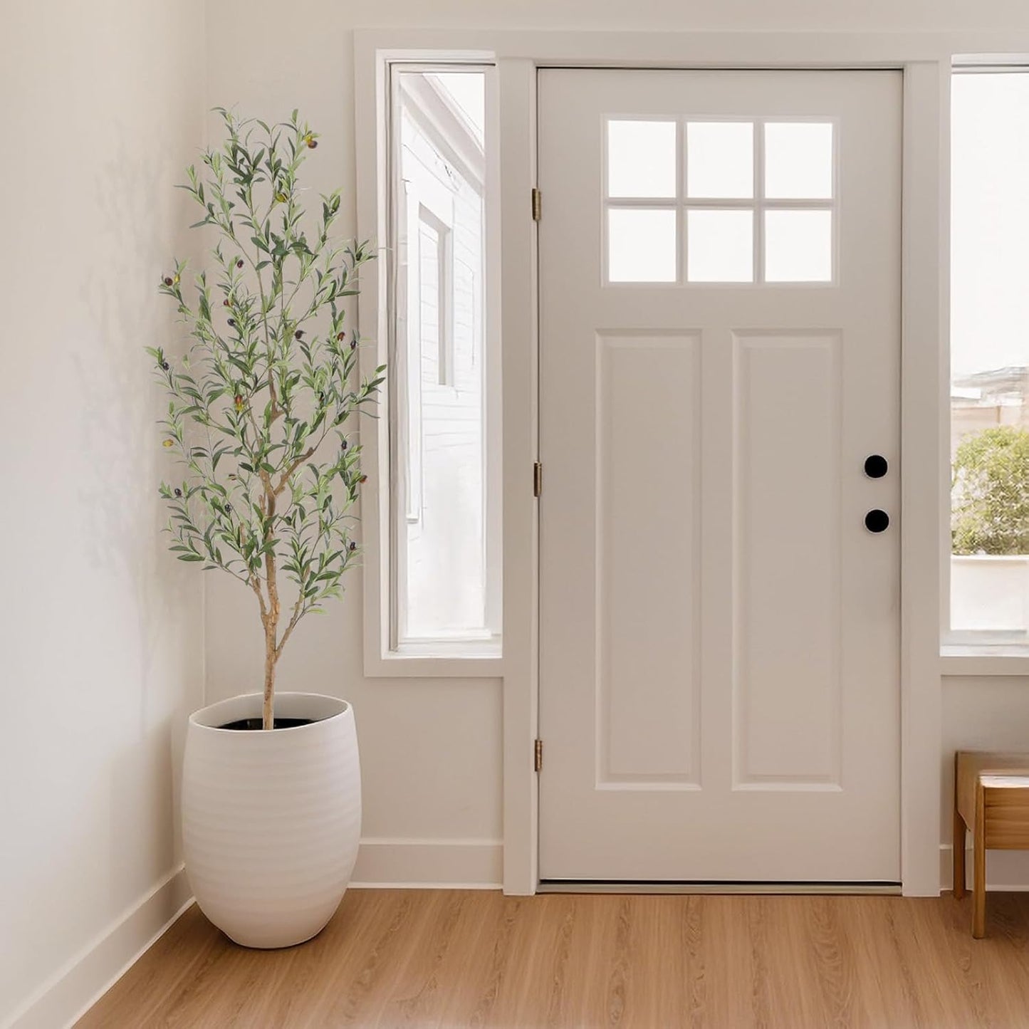 Faux Olive Tree with Natural Wood Trunk