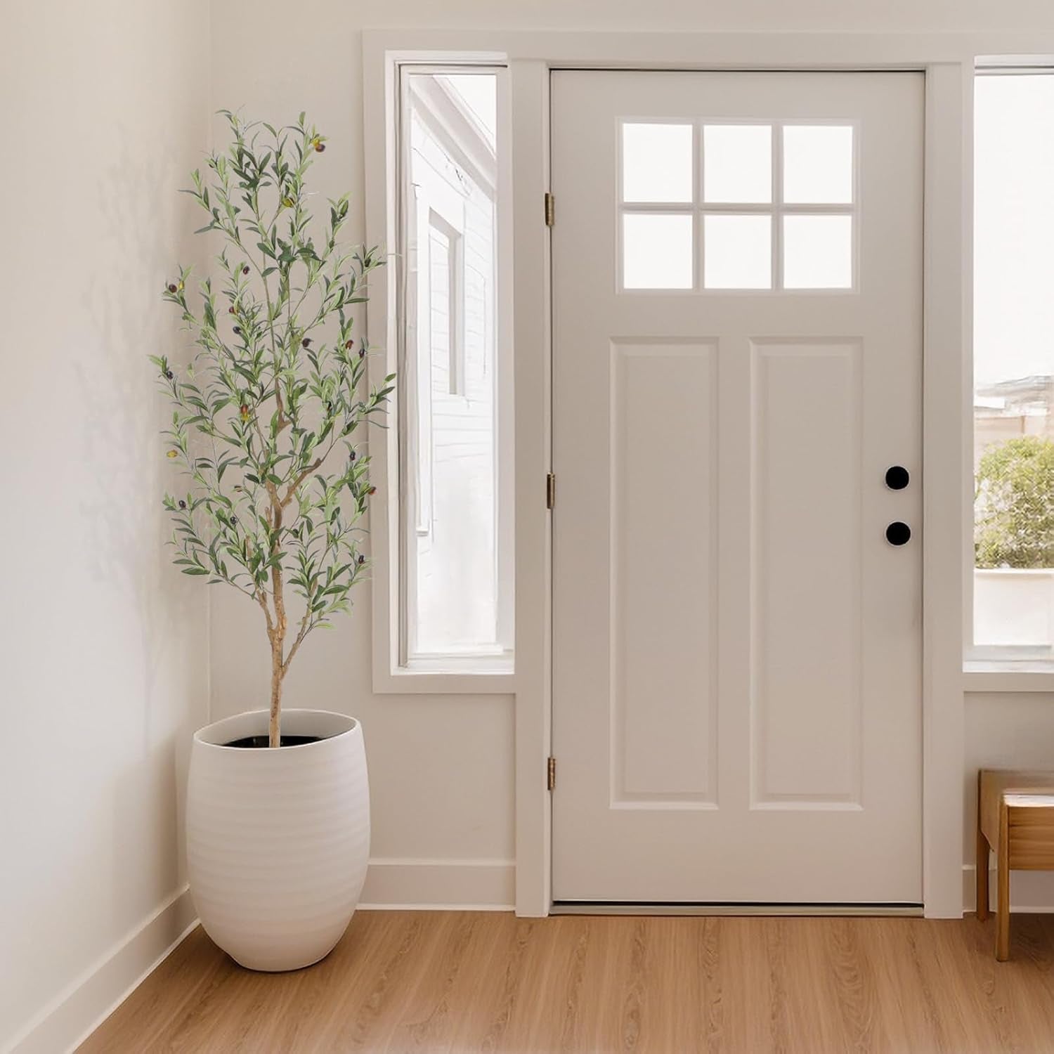 Faux Olive Tree with Natural Wood Trunk