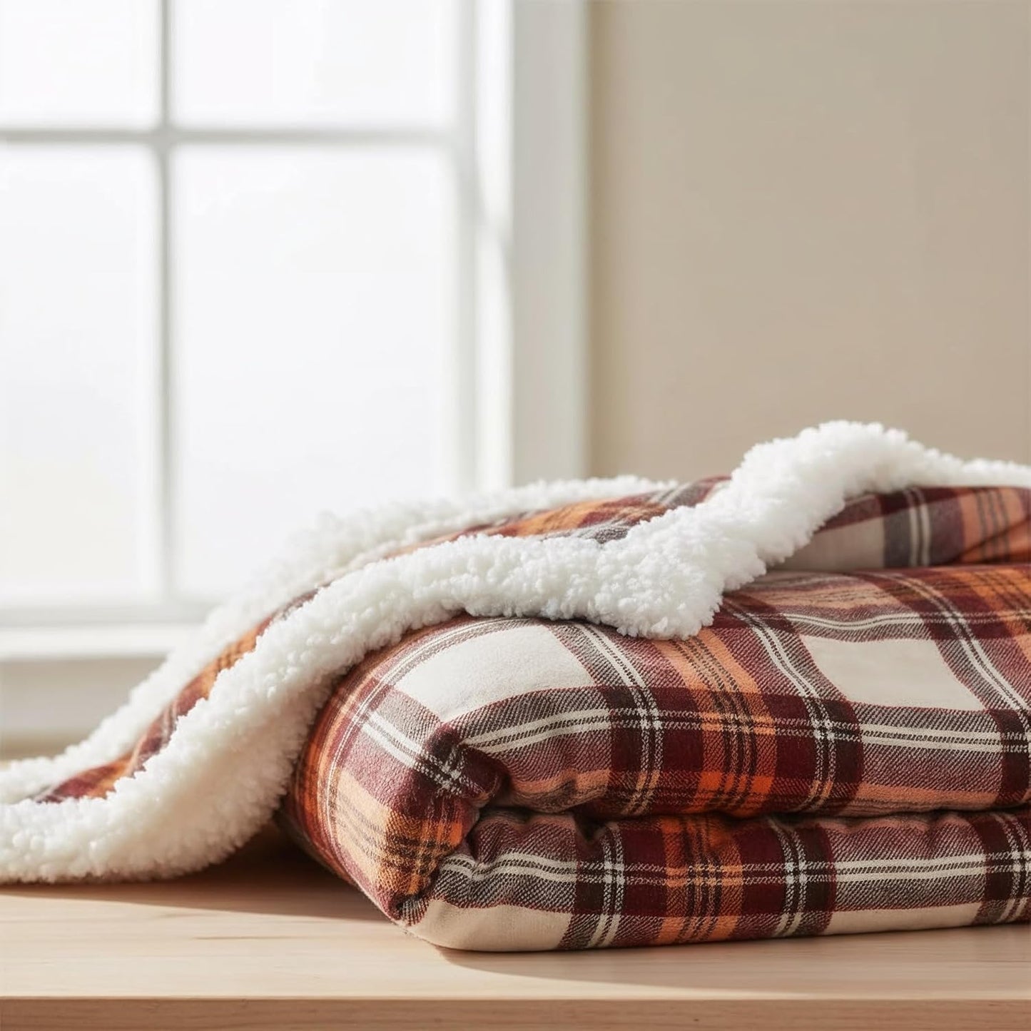 Eddie Bauer Plaid Sherpa Throw Blanket – Ultra Soft Reversible 50" x 60"