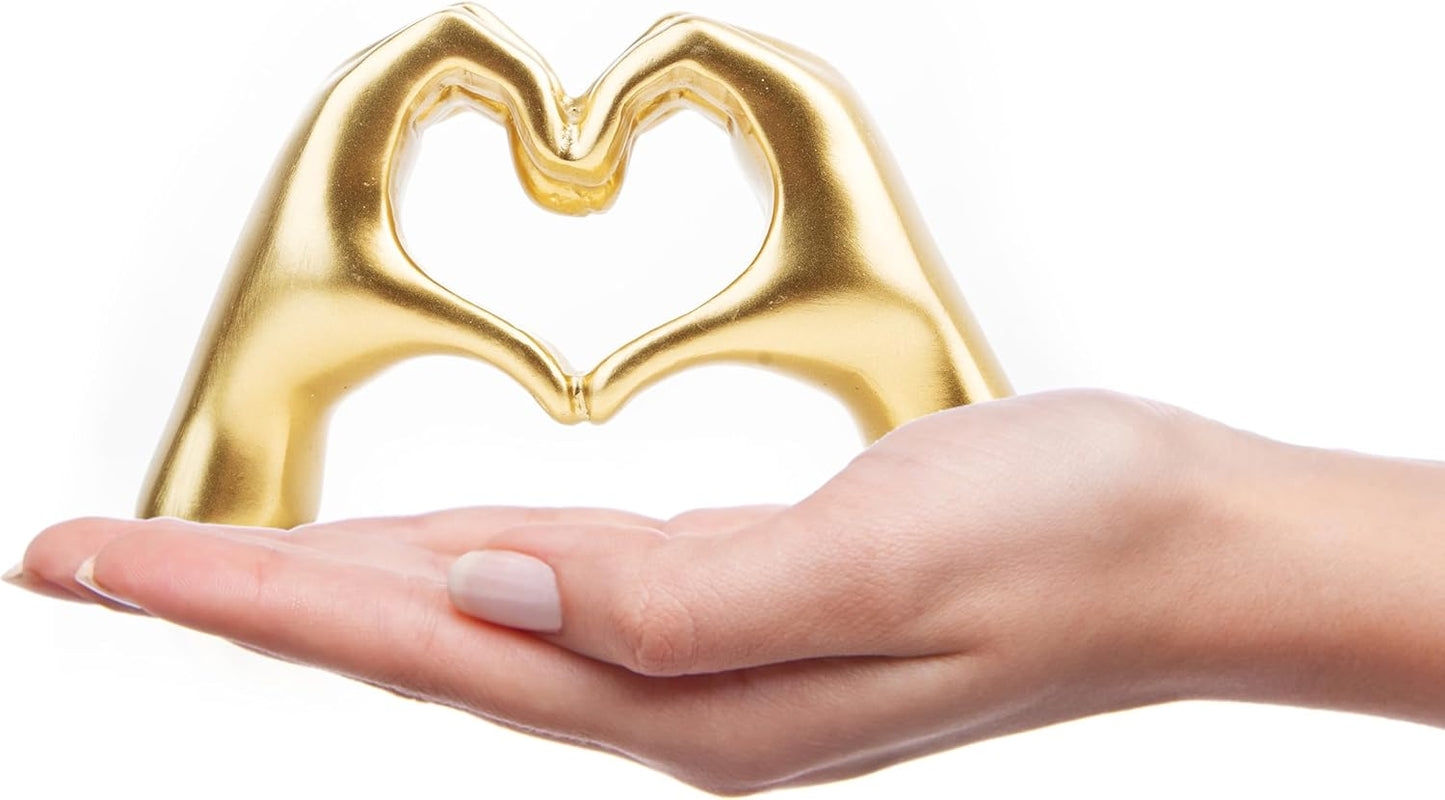 Modern Heart Hands Sculpture – Minimalist Ceramic Decor Accent