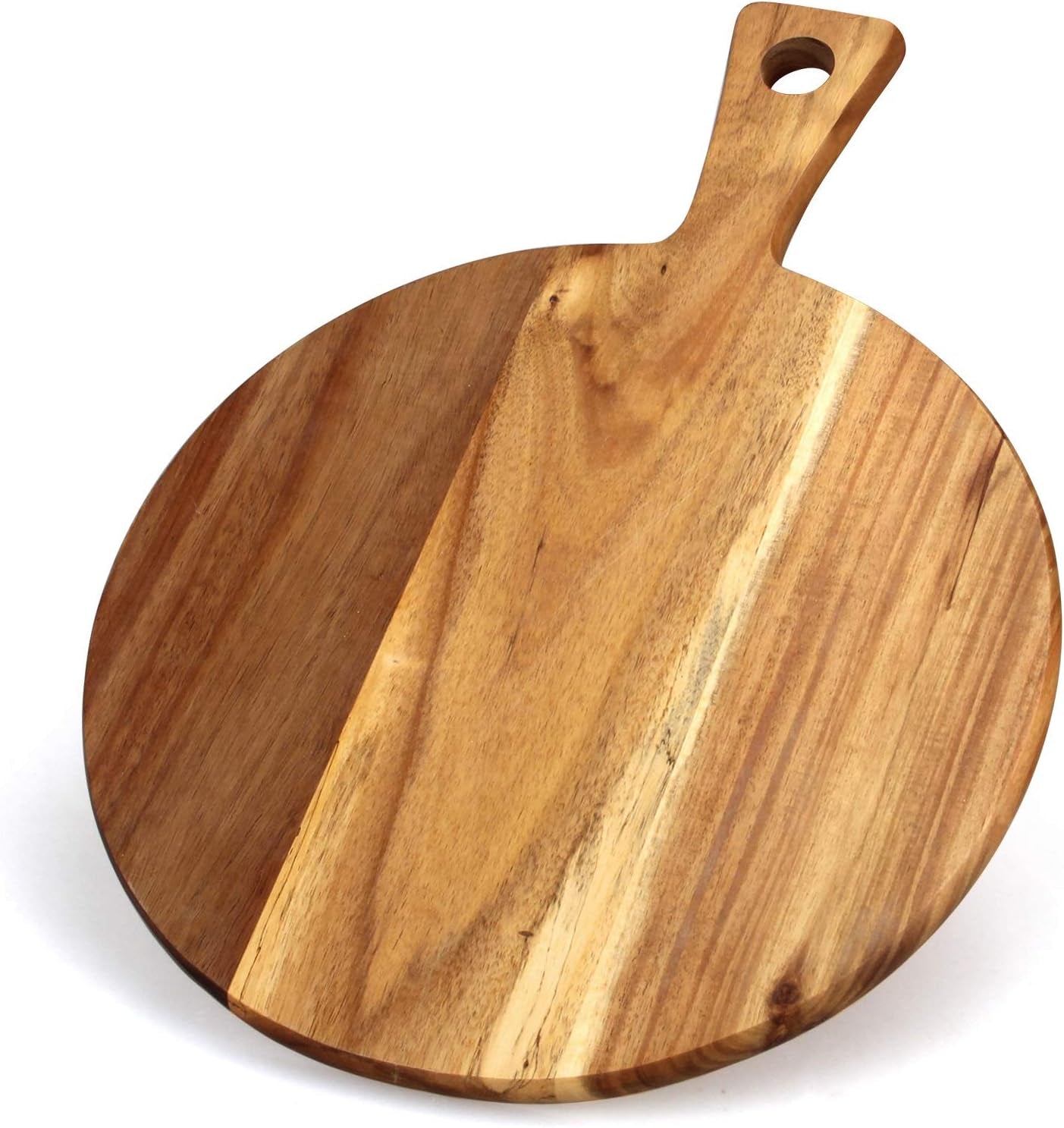 Round Acacia Wood Charcuterie & Serving Board with Handle